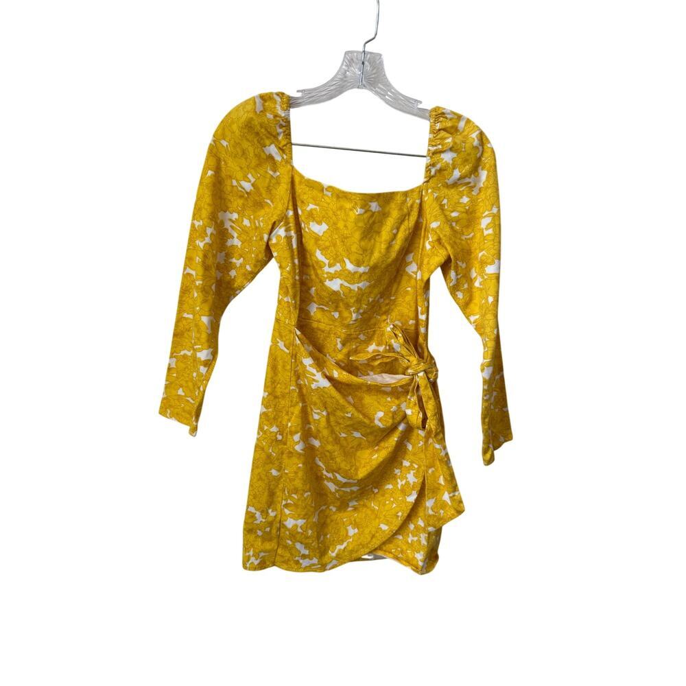 Anthropologie Rahi Yellow & White Floral Boho Wrap Dress Size Medium